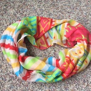 Never worn bright printed infinity scarf